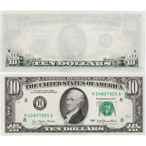 1977 $10 Federal Reserve Note Fr. 2023-H - Insufficient Ink 1st Printing - Crisp Uncirculated
