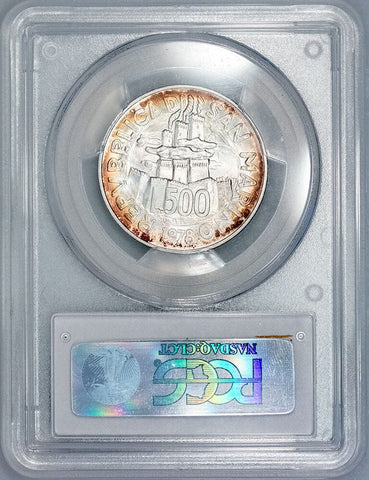 1978 San Marino Labor Day/Work Life Stone Mason Silver 500 Lire KM. 84 - PCGS MS 68