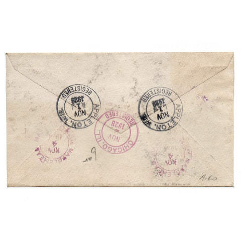 1928 Appleton WI Apple Rebus Fancy Cancel Registered Airmail Cover 4x Scott C10