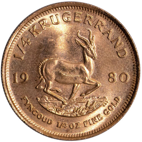 1980 South Africa 1/4 Ounce Gold Krugerrands KM.1065 - Brilliant Uncirculated ($50 Over Spot)