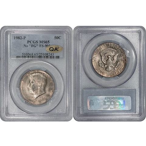 1982-P Kennedy Half Dollar No "FG" Error FS-901 - PCGS MS 65