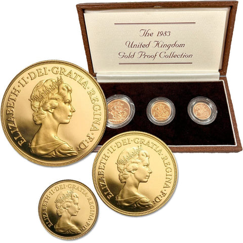 1983 Great Britain Elizabeth II Proof Gold 2£, Sovereign, 1/2 Sovereign - Gem Proof in OGP w/ COA