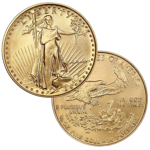 1986 $10 Quarter 1/4 Ounce American Gold Eagles - Gem Brilliant Uncirculated