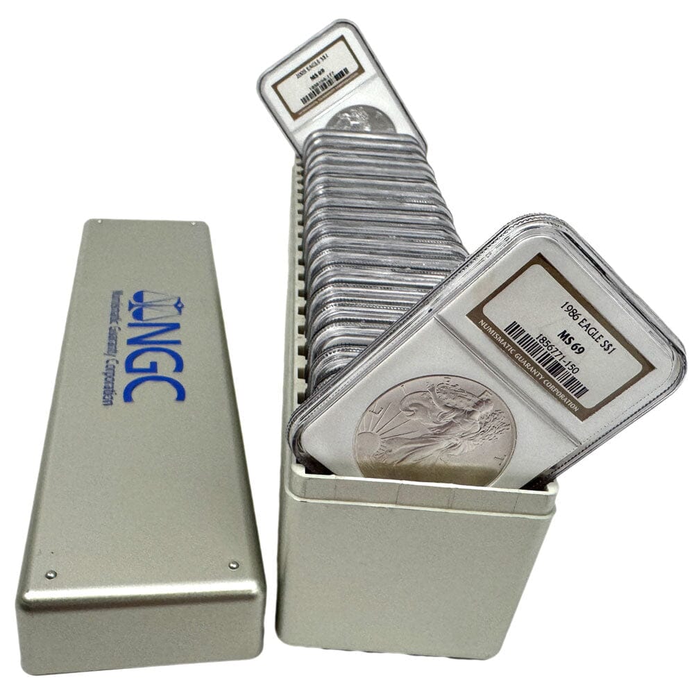 1986 to 2005 American Silver Eagle Box Set - NGC MS 69 - Includes NGC