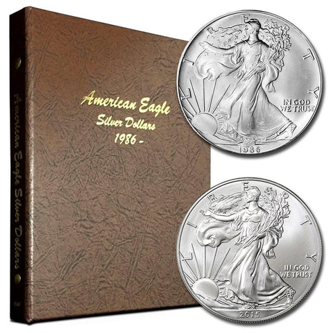 1986 to 2021 36-Coin American Silver Heraldic Eagle Set in Mint Dansco Albums - Gem Uncirculated