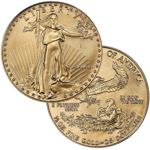 1986 $25 Half 1/2 Ounce American Gold Eagle - Gem Brilliant Uncirculated