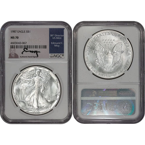 1987 American Silver Eagle - NGC MS 70 Moy Signature - SCARCE!