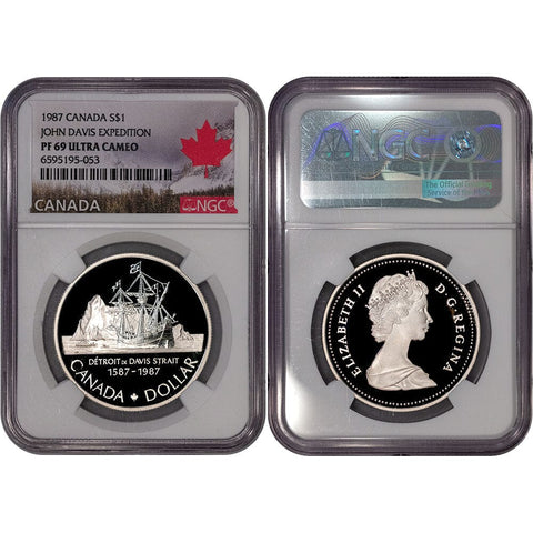 1987 Canada Silver Dollar - John Davis Expedition - NGC PF 69 UCAM