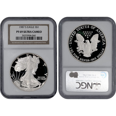 1987-S Proof American Silver Eagle - NGC PF 69 Ultra Cameo