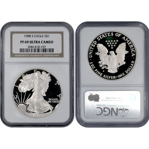 1988-S Proof American Silver Eagle - NGC PF 69 Ultra Cameo