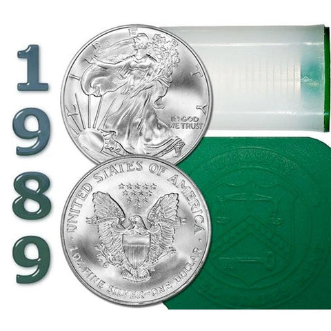 20-Coin Roll of 1989 American Silver Eagles - Crisp Original BU