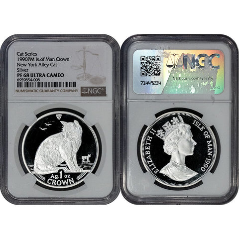 1990-PM Isle of Man Silver New York Alley Cat - NGC PF 68 UCAM