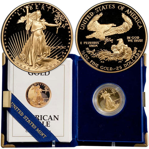 1990 $25 1/2 Oz Quarter Ounce Proof Gold Eagle - Gem Proof in OGP w/ COA