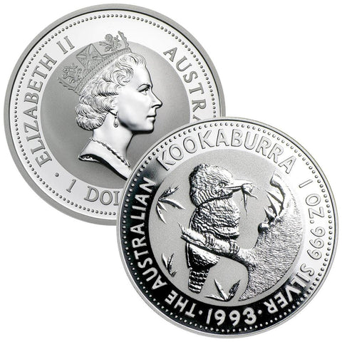 1993 Australia $1 Silver 1 oz. Kookaburra KM.209- Gem Uncirculated in LIttleton Holder