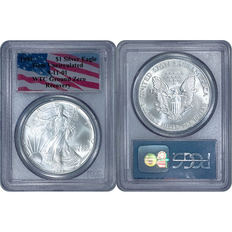 1993 American Silver Eagle - WTC Ground Zero Recovery - PCGS Gem Uncirculated