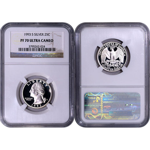 1993-S Silver Proof Washington Quarter - NGC PF 70 UCAM - Gem Proof