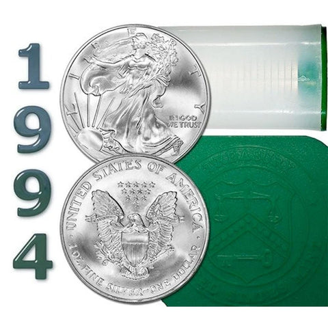 1994 American Silver Eagle Mint Roll of 20 - Crisp Original BU