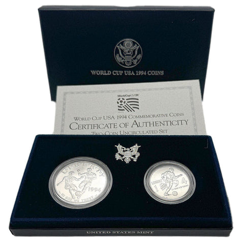 1994 World Cup USA Two-Coin Uncirculated Set in OGP w/ COA