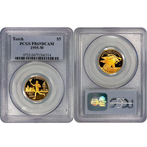 1995-W Olympic Torch Runner $5 Commemorative Gold - PCGS PR 69 DCAM