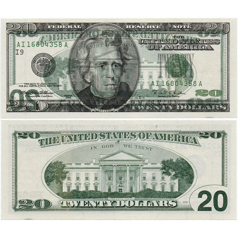 1996 $20 Federal Reserve Note Fr. 2084-I - Bold Back to Front Offset Error - Crisp Uncirculated