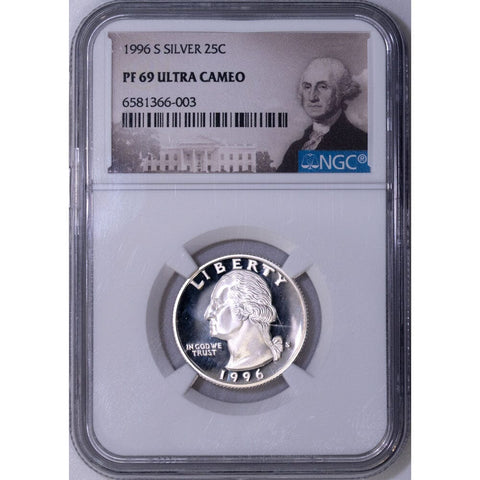 1996-S Silver Proof Washington Quarter - NGC PF 69 - Gem Proof