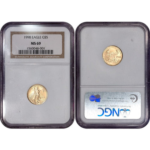 1998 $5 10th Ounce American Gold Eagle - NGC MS 69