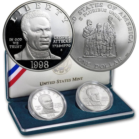 1998 Black Revolutionary War Patriots 2-Coin Silver Dollar Set - Gem Uncirculated & Gem Proof