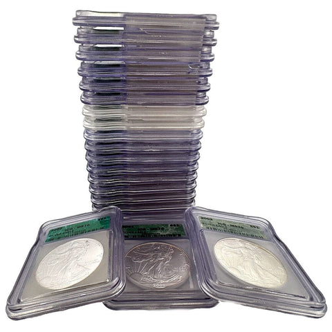 20 ICG Encapsulated American Silver Eagles - 17 MS 70 / 3 MS 69