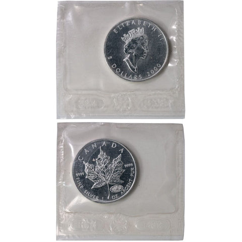 2000 1 oz Canadian Silver Maple Leaf $5 Coin - PQBU in Mint Plastic