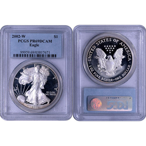 2002-W Proof American Silver Eagle - PCGS PR 69 DCAM - Gem Proof