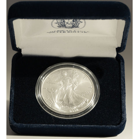 2002-P 1 oz American Silver Eagle - Gem Brilliant Uncirculated in OGP w/ CoA