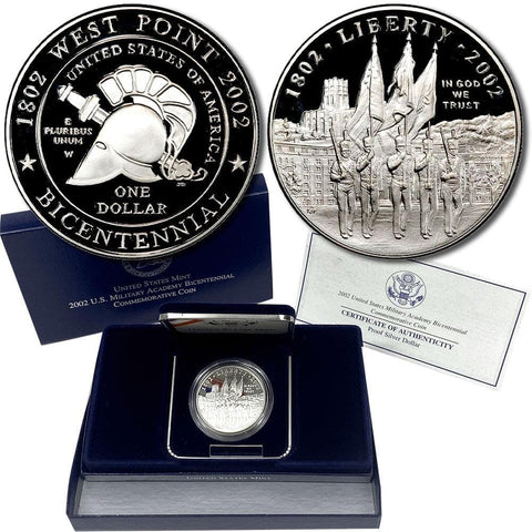 2002-W West Point Commemorative Silver Dollar in OGP w/ COA