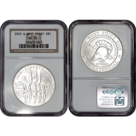 2002-W West Point Commemorative Silver Dollar - NGC MS 70