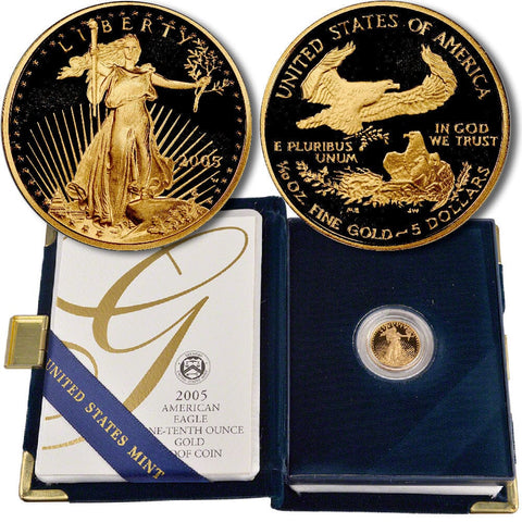 2005-W Proof $5 Tenth 1/10 Ounce Gold Eagle - Gem Proof in OGP