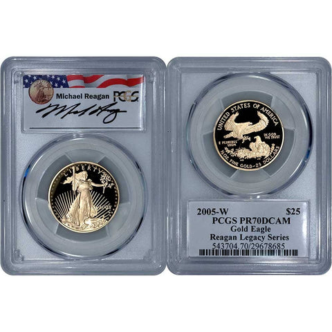 2005-W $25 Proof 1/2 oz American Gold Eagle - PCGS PR 70 DCAM - Reagan Legacy