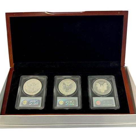 2006-W American Silver Eagle 20th Anniversary Set - PCGS 69 - In Deluxe Wooden Box