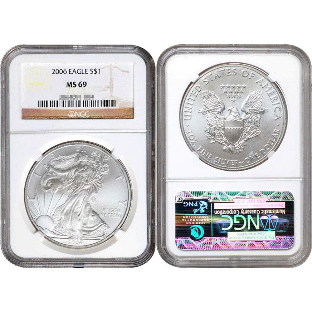 2006 Silver Eagle Dollar, MS-69, NGC – Liberty Coin