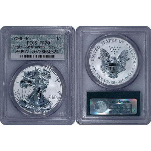 2006-P Reverse Proof American Silver Eagle - PCGS PR 70 - Retro Doily