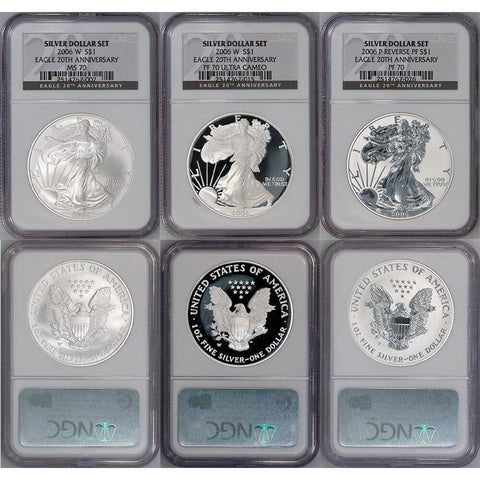 2006 American Silver Eagle 20th Anniversary Set - ALL NGC 70