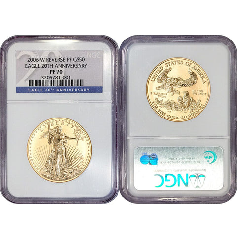 2006-W $50 Reverse Proof American Gold Eagle - 1st Year of Issue - NGC MS 70