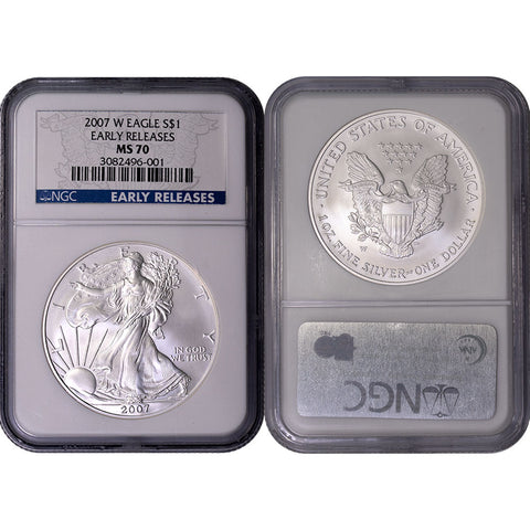 2007-W 1 oz Burnished American Silver Eagle - NGC MS 70 Early Release