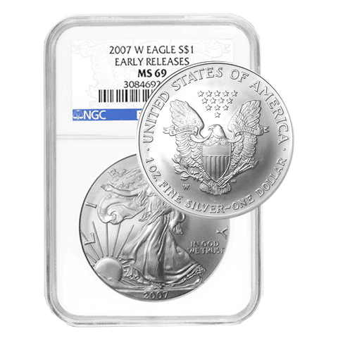 2007-W 1 oz Burnished American Silver Eagle Coin - NGC MS 69 Early Release