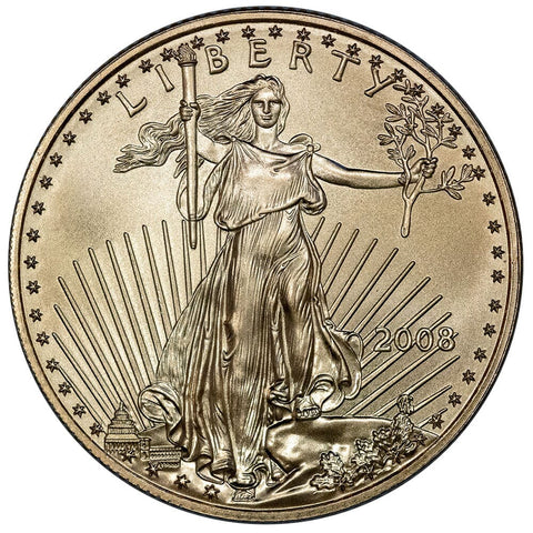2008 $25 American Gold Eagle - 1/2 oz Net Pure Gold - Gem Uncirculated