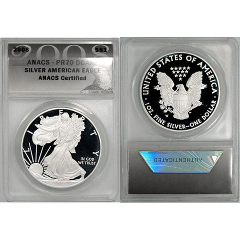 2008-W Proof American Silver Eagle - ANACS PR70 DCAM