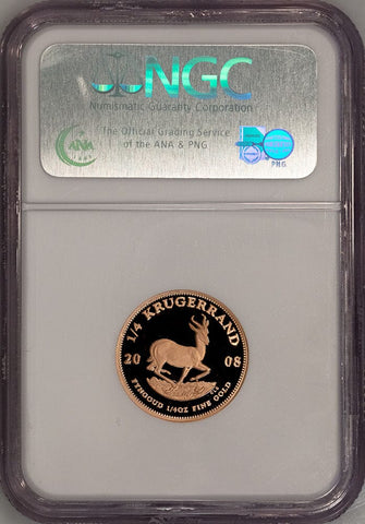 Proof 2008 South Africa 1/4 oz Ounce Gold Krugerrand - NGC PF 70 UCAM