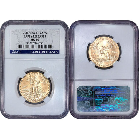 2009 $25 American Gold Eagle - 1/2 oz Net Pure Gold - NGC MS 70