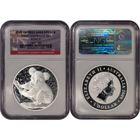 2009 Australia $1 Koala .999 Silver One Of First 6000 Struck- NGC - Gem BU