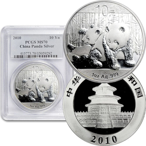 2010 China 10 Yuan Silver Panda 1 oz .999 Silver - PCGS MS 70