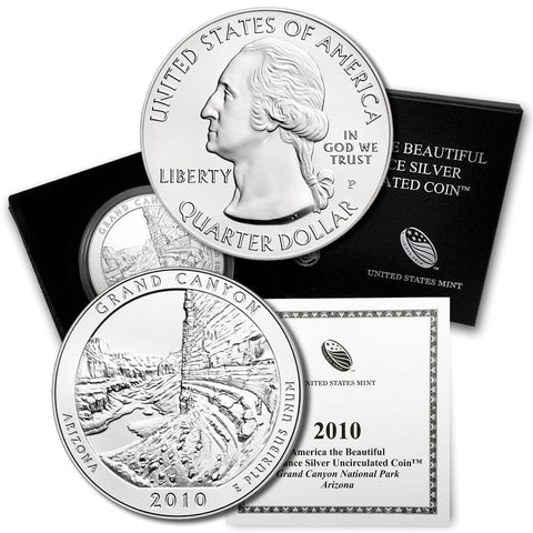 2010-P Grand Canyon America The Beautiful Silver Burnished 5 oz Quarter - Gem in OGP