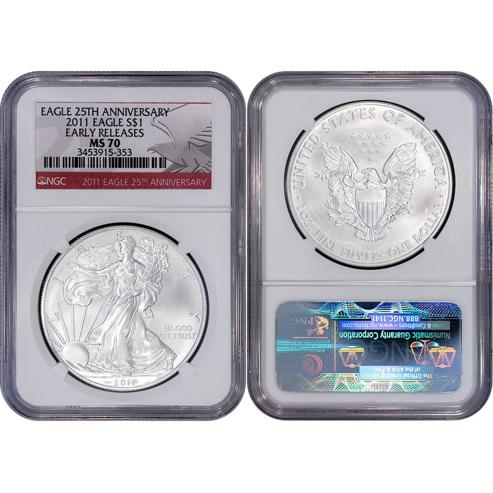 2011 MS70 アメリカンシルバーイーグル　アーリーリリース　25周年 2011-anniversary-silver-eagle-